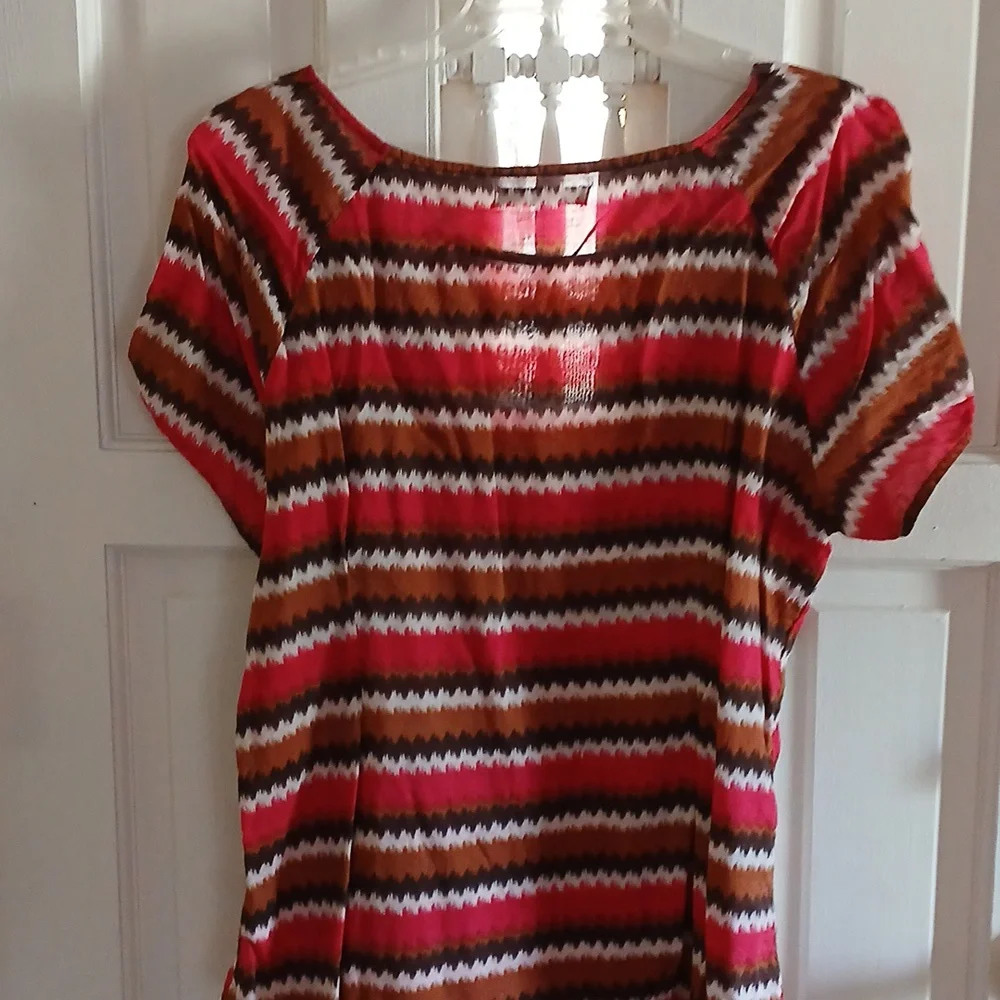 Striped Red and Brown Women's Top - Picture 3 of 5